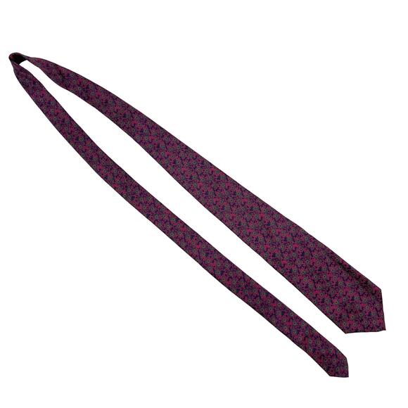 Lanvin Silk Foulard Tie Pink Navy Blue - Picture 2 of 6
